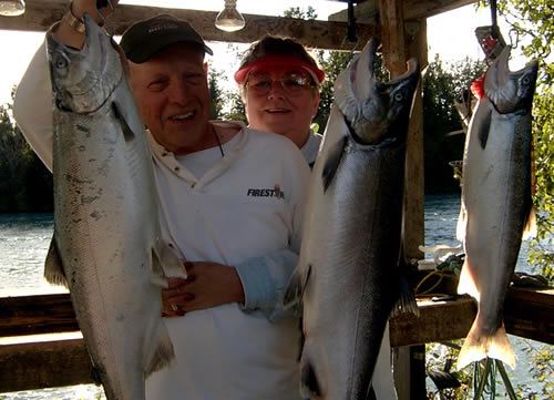 John & Linda Herrle Silver Salmon fishing on the Kenai River, Alaska