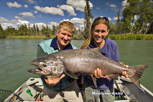 Jim & Karen with her beautiful Kenai River King Salmon