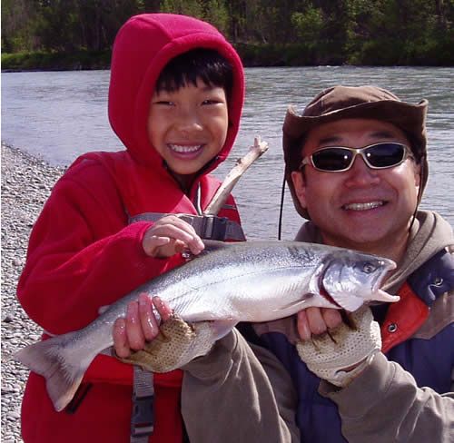 Masa & Nari with a nice Kenai River Dolly Varden on Father's Day 2007!
